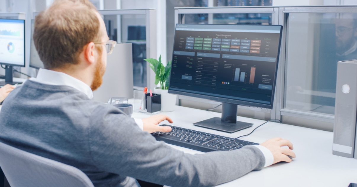 man working on his laptop on artificial intelligence